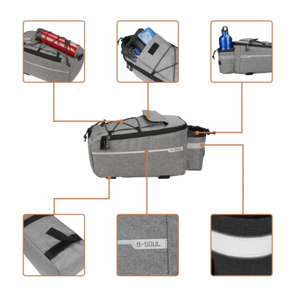 Bike Travel Bag 13L Waterproof Rear Seat Pannier Trunk Bag for Bicycle Carrier and Luggage - Image 4