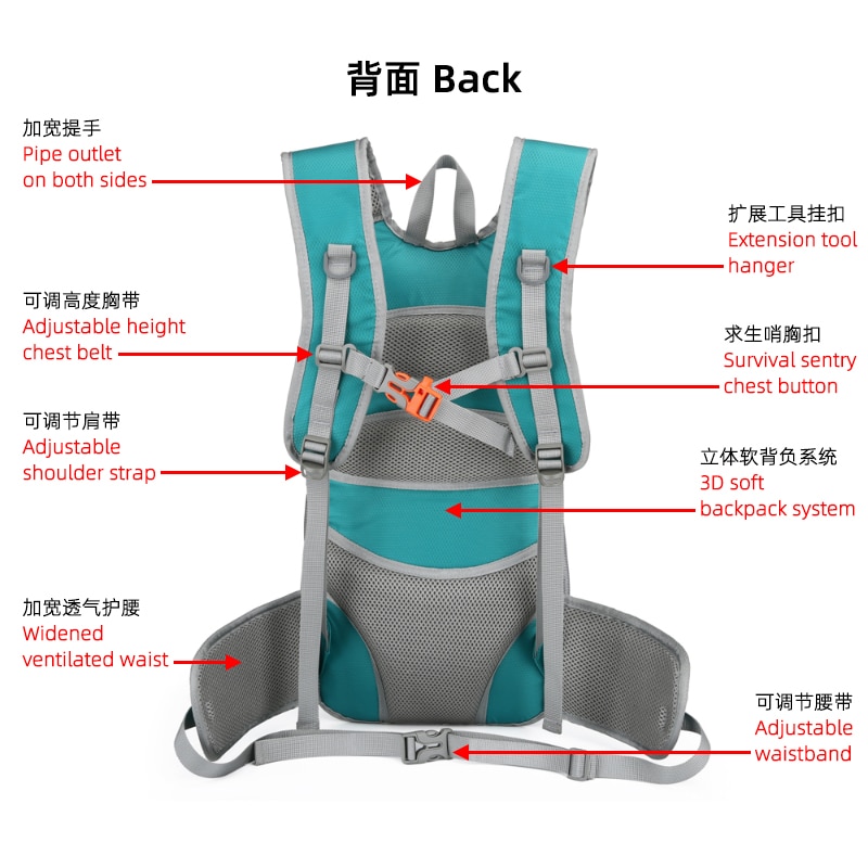 Bike Travel Bag Outdoor Sport Hydration Backpack for Cycling, Hiking, and Running