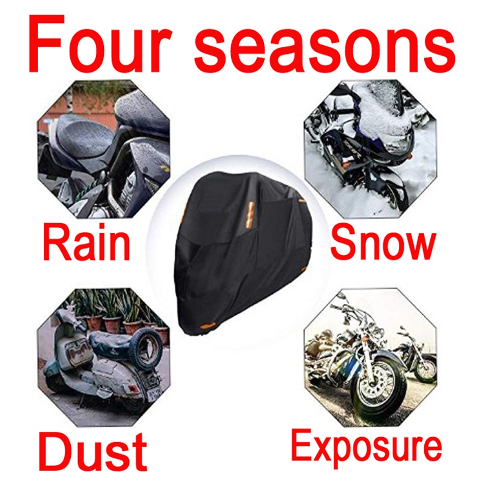 Bike Cover Heavy-Duty 300D Waterproof Motorcycle Covers with Black Design - Protection Against Dust, Rain, Snow, and UV - Ideal for Indoor and Outdoor Use