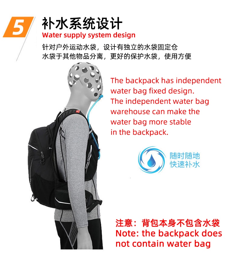 Bike Travel Bag 18L Hydration Pocket Backpack for Outdoor Sports, Cycling, Running, and Hiking