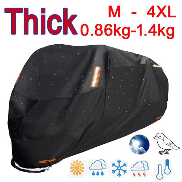 Bike Cover Heavy-Duty 300D Waterproof Motorcycle Covers with Black Design - Protection Against Dust, Rain, Snow, and UV - Ideal for Indoor and Outdoor Use - Image 2