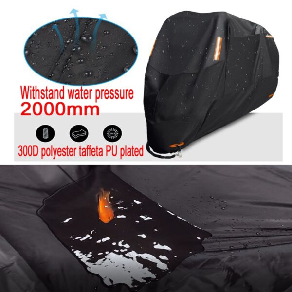 Bike Cover Heavy-Duty 300D Waterproof Motorcycle Covers with Black Design - Protection Against Dust, Rain, Snow, and UV - Ideal for Indoor and Outdoor Use