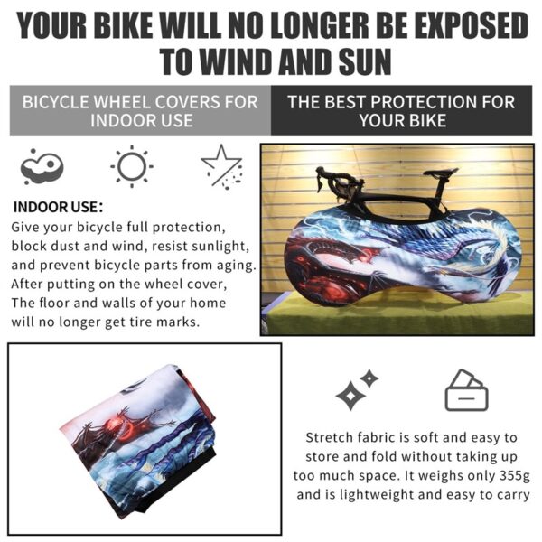 Bike Sock Cover Scratch-Proof Bicycle Dust Shield for MTB and Road Bikes – Frame and Wheels Protection with Storage Bag for Bike Maintenance - Image 2